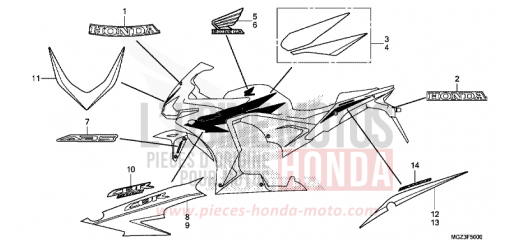 MARQUE/RAYURE (CBR500RD/RAD) (CBR500RE/RF/RAE/RAF-CH) CBR500RAD de 2013